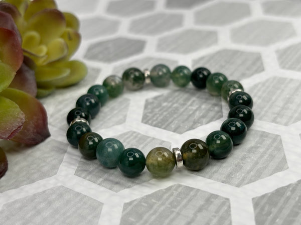 Green Agate Crystal Bracelet Handmade Left