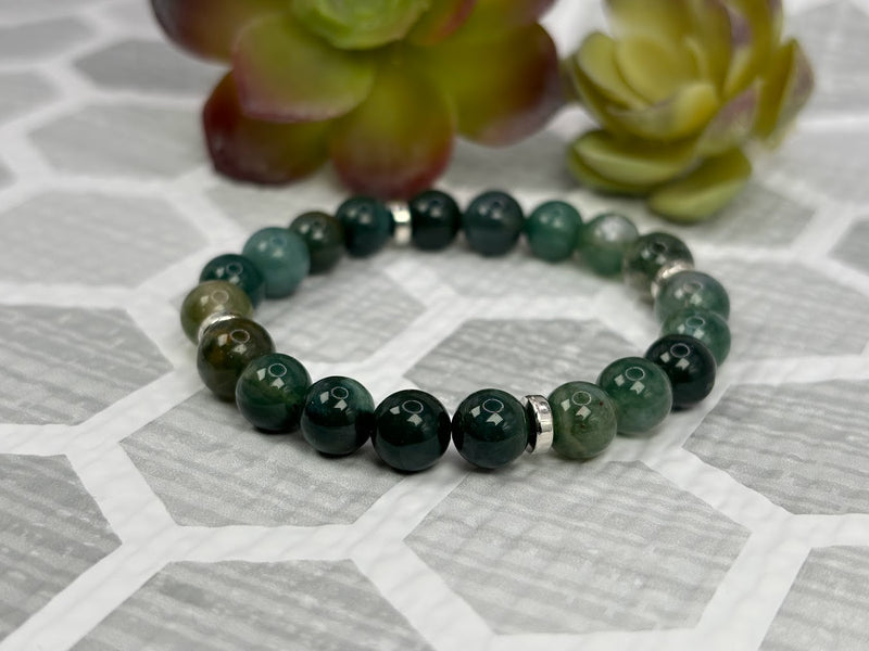 Green Agate Crystal Bracelet Handmade Right