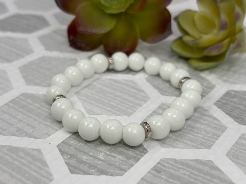 Alabaster Crystal Bracelet Handmade Right