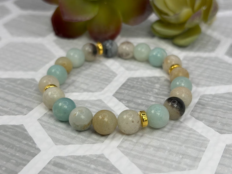 Amazonite Crystal Bracelet Handmade Right