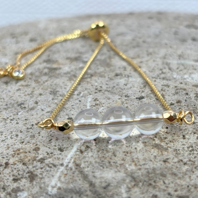 April Birthstone with Clear Quartz Crystal with Adjustable Slider Zoom In