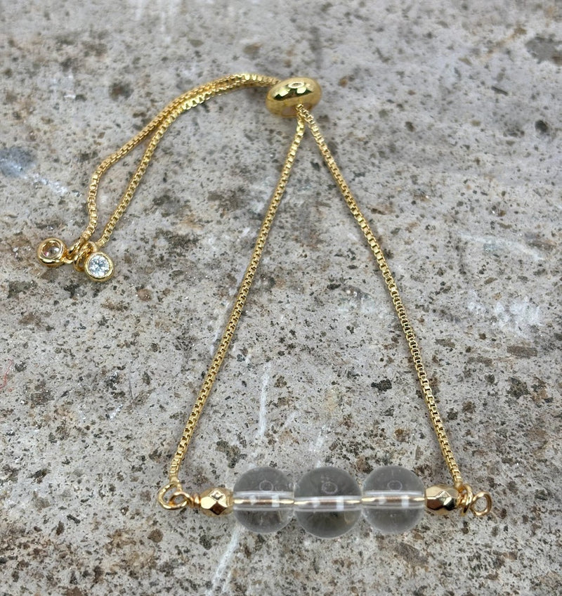 April Birthstone with Clear Quartz Crystal with Adjustable Slider Zoom Out