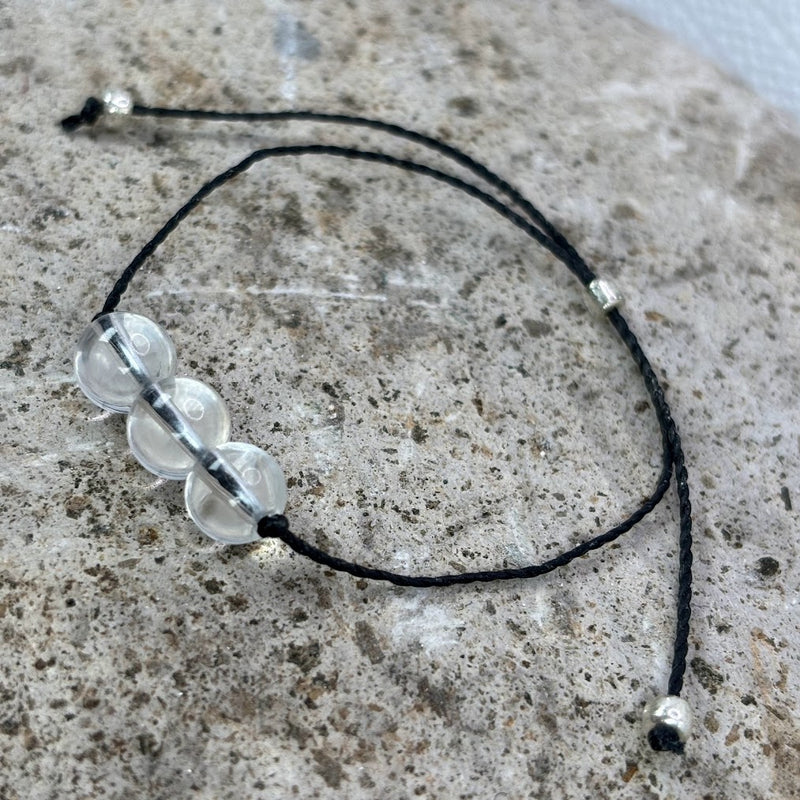 April birthstone crystal bracelet with Clear Quartz with adjustable Wax Cord Left