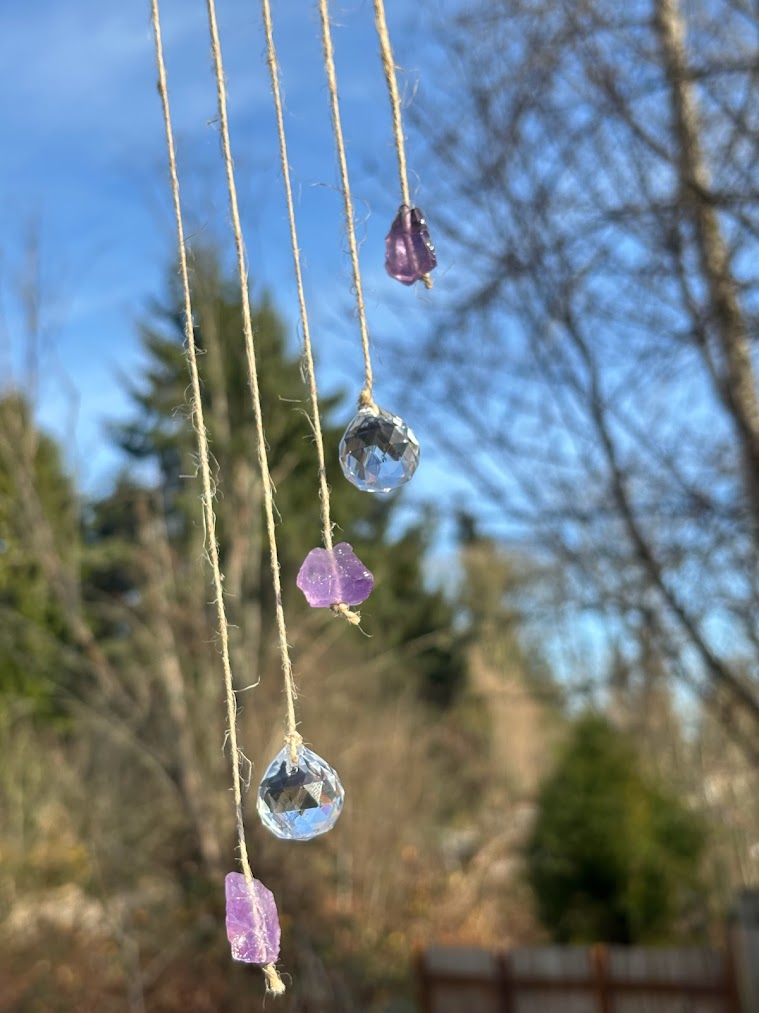 Asymmetrical Amethyst Raw Crystal Sun Catcher