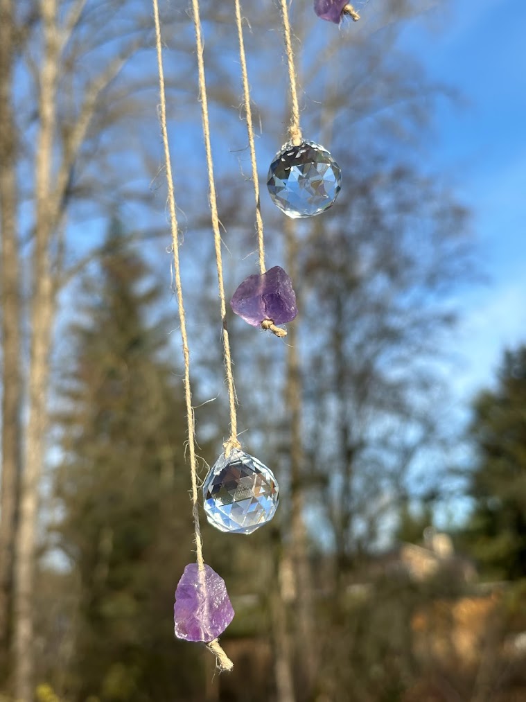 Asymmetrical Amethyst Raw Crystal Sun Catcher