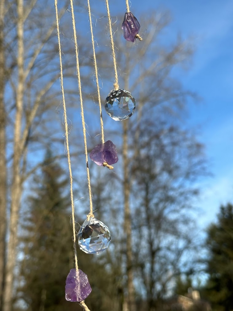 Asymmetrical Amethyst Raw Crystal Sun Catcher