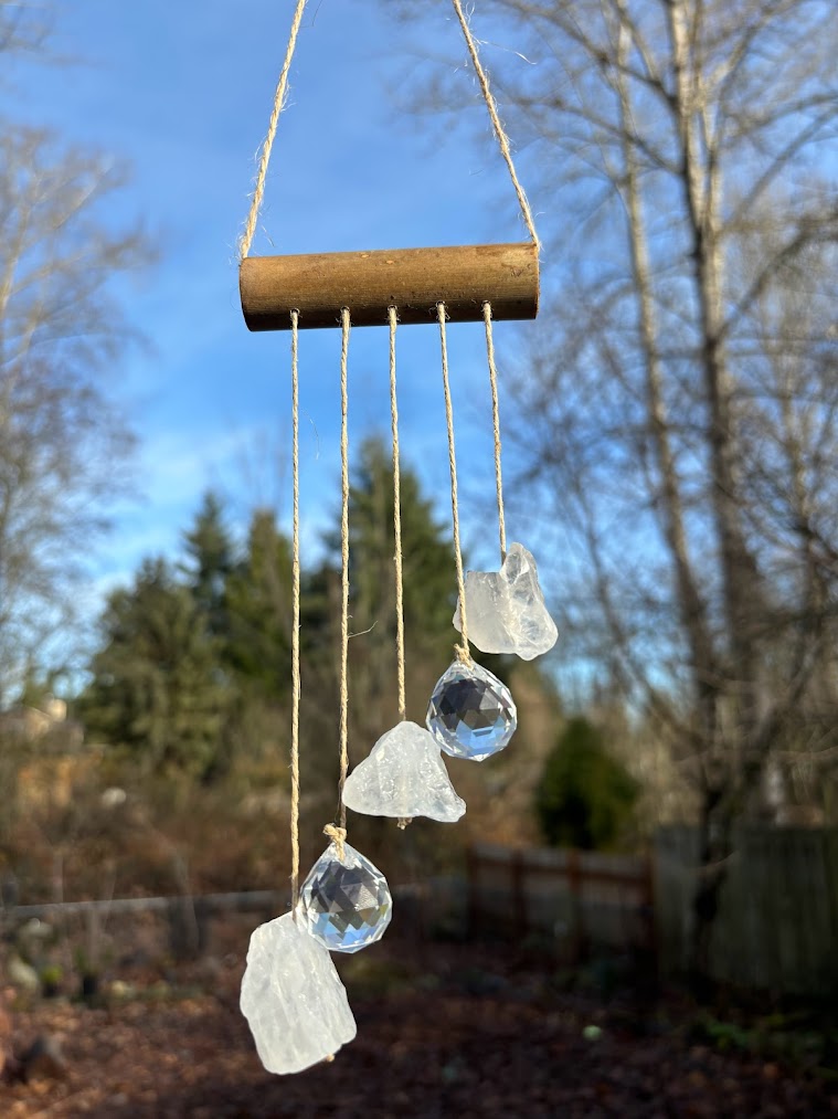 Asymmetrical Clear Quartz Raw Crystal Sun Catcher Front again