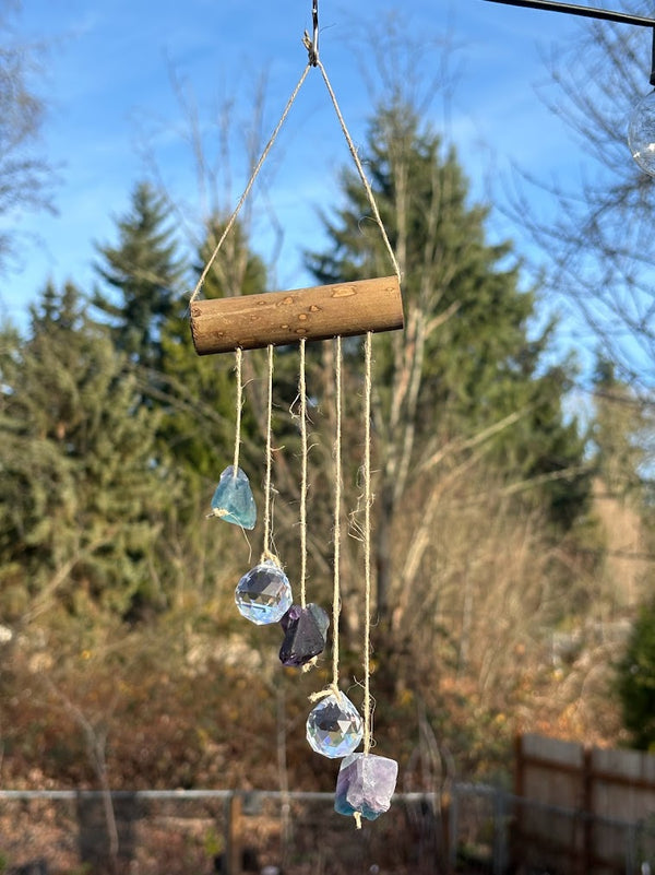 Asymmetrical Fluorite Raw Crystal Sun Catcher Front