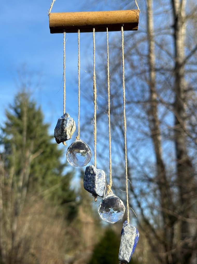 Asymmetrical Lapis Lazuli Raw Crystal Sun Catcher Zoom In