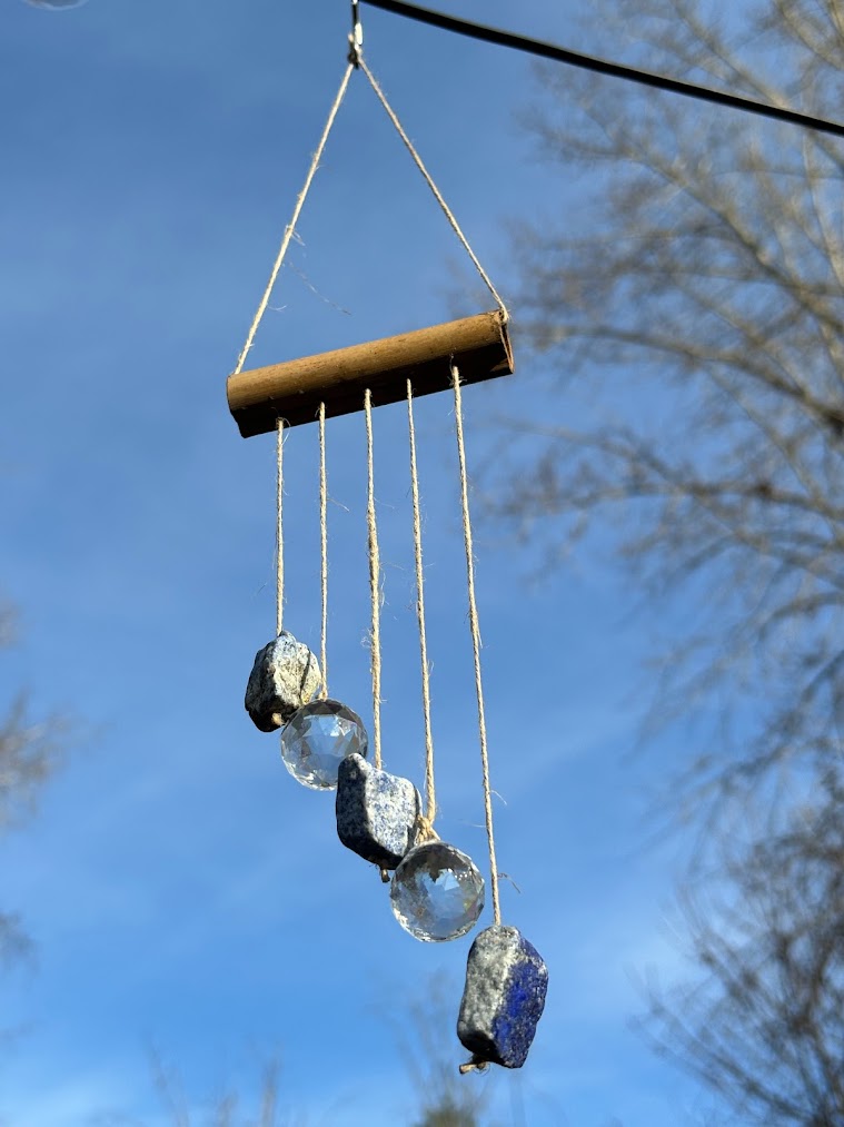 Asymmetrical Lapis Lazuli Raw Crystal Sun Catcher From Bottom