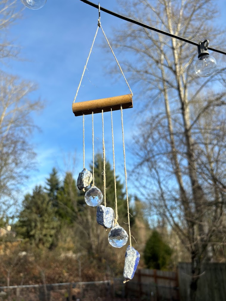 Asymmetrical Lapis Lazuli Raw Crystal Sun Catcher Side