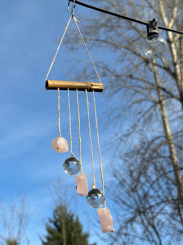 Asymmetrical Rose Quartz Raw Crystal Sun Catcher Zoom out