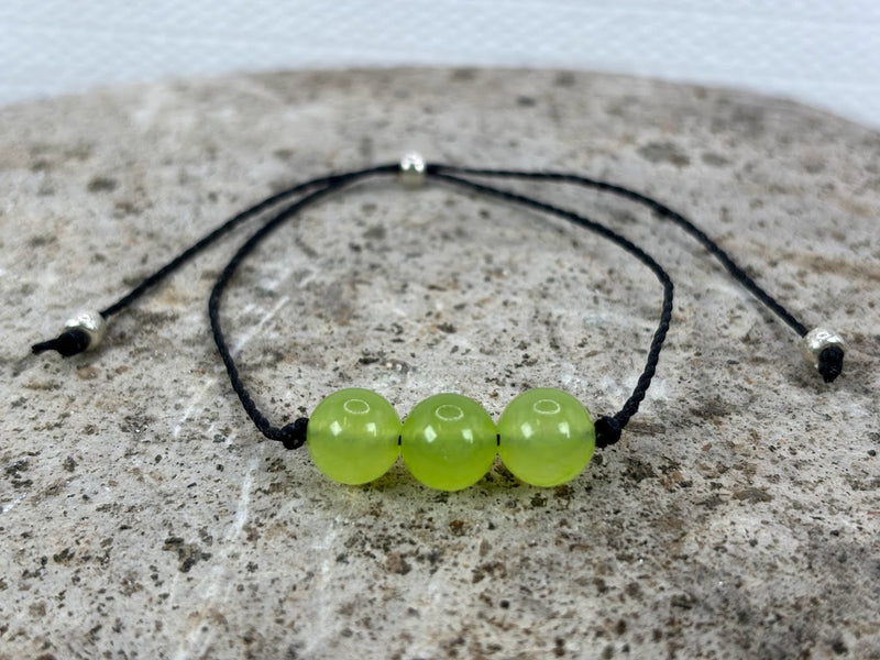 August Birthstone with Adjustable Wax Cord Bracelet Front