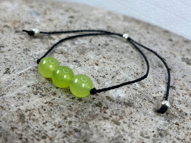 August Birthstone with Adjustable Wax Cord Bracelet Left