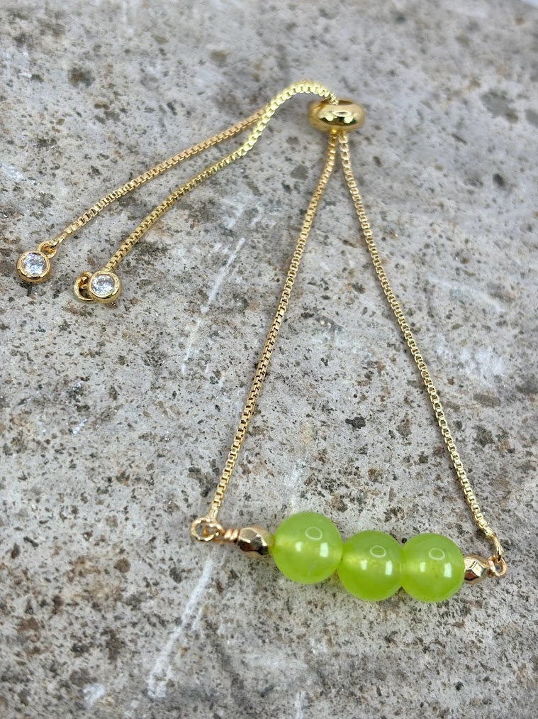 August Adjustable Slider Bracelet with Peridot Crystal  Zoom Out