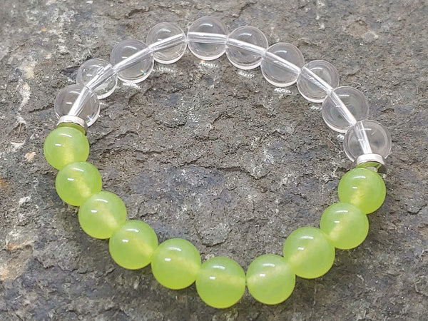 August Birthstone Bracelet with Clear Quartz Top