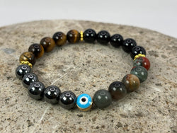 Bullying and Bad Reputation Protection Crystal Bracelet with Evil Eye Front