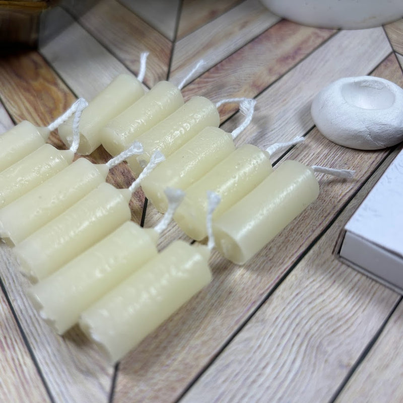 12 mini beeswax candle with Handmade candle holder