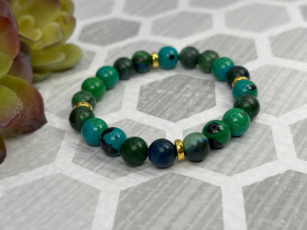 Chrysocolla Crystal Bracelet Handmade Left