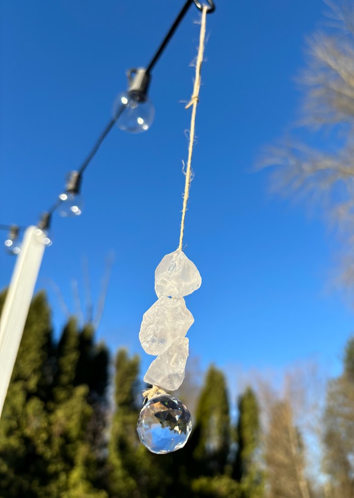 Clear Quartz Raw Crystal Sun Catcher Far