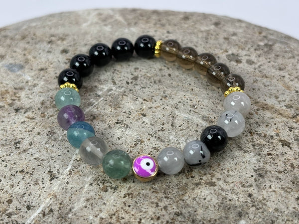 Curse and Evil Ghost Protection Crystal  Bracelet with Evil Eye