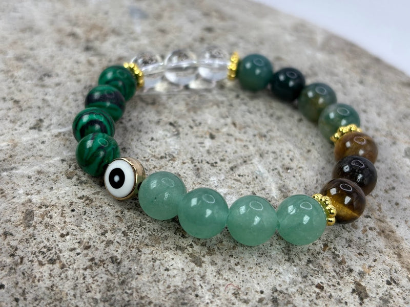 Debt and Money Loss Protection Crystal Bracelet with Evil Eye Left