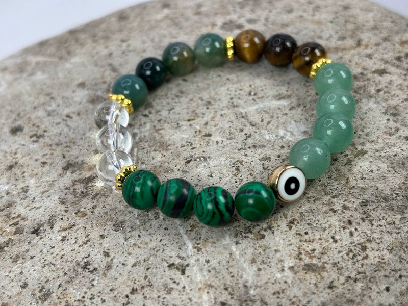 Debt and Money Loss Protection Crystal Bracelet with Evil Eye Right