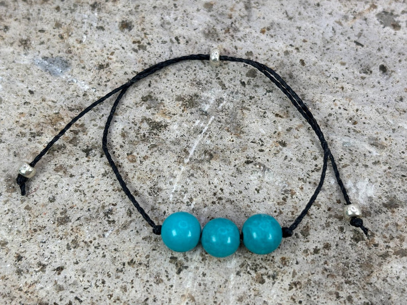 December birthstone crystal adjustable Wax Cord bracelet with Turquoise Top