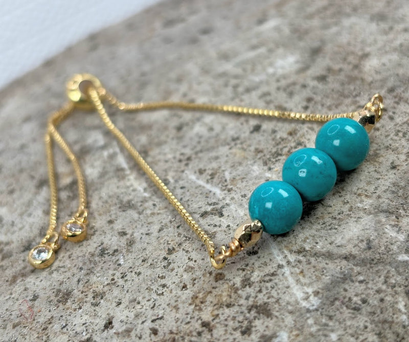 December Birthstone with Turquoise Crystal with Adjustable Slider  Zoom in