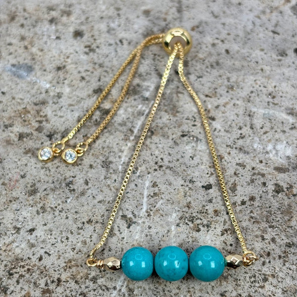 December Birthstone with Turquoise Crystal with Adjustable Slider 