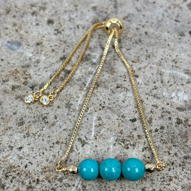 December Birthstone with Turquoise Crystal with Adjustable Slider 