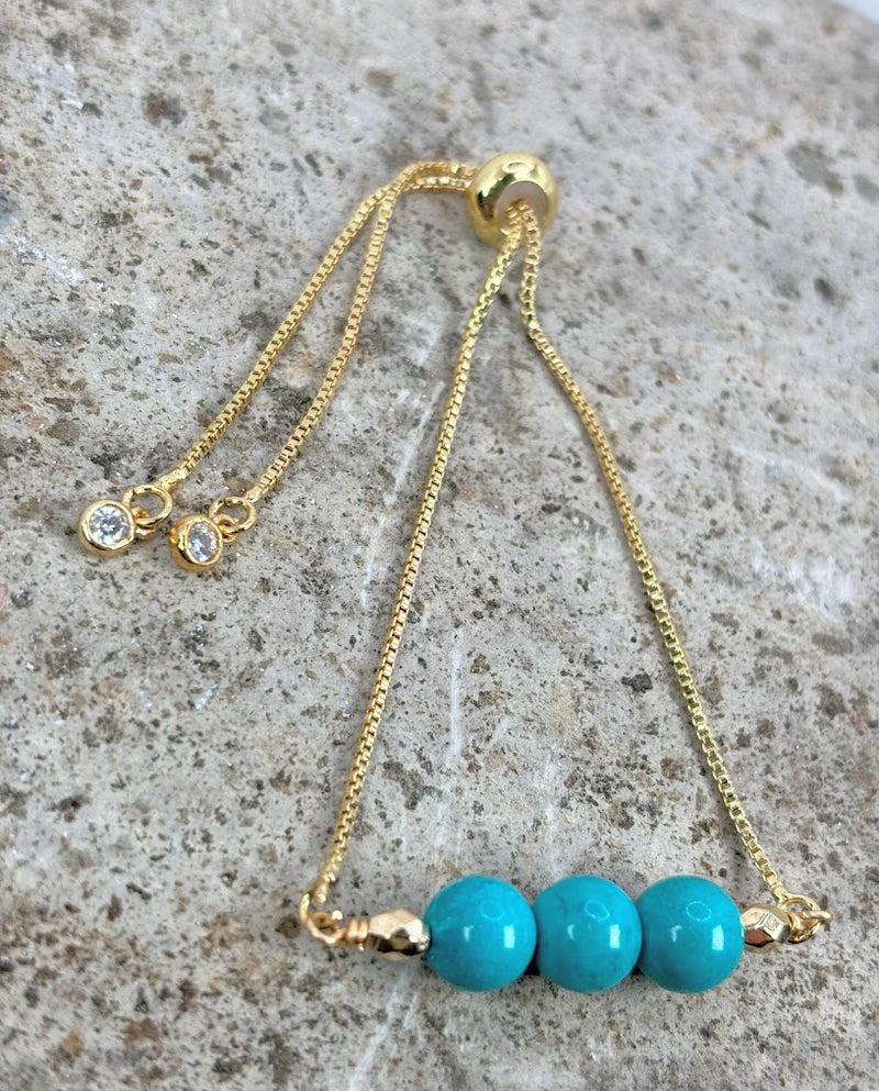 December Birthstone with Turquoise Crystal with Adjustable Slider  Right