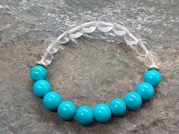 December birthstone crystal bracelet with Turquoise and Clear Quartz Top