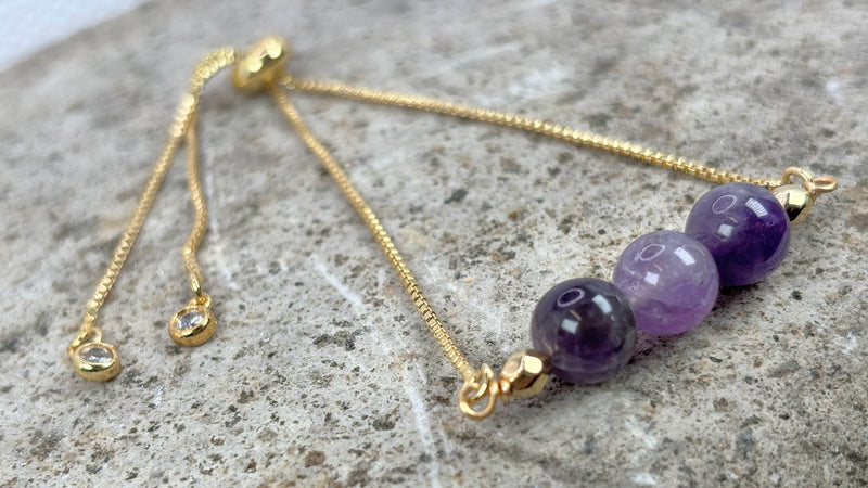 February Birthstone with Amethyst Crystal with Adjustable Slider  Zoom In