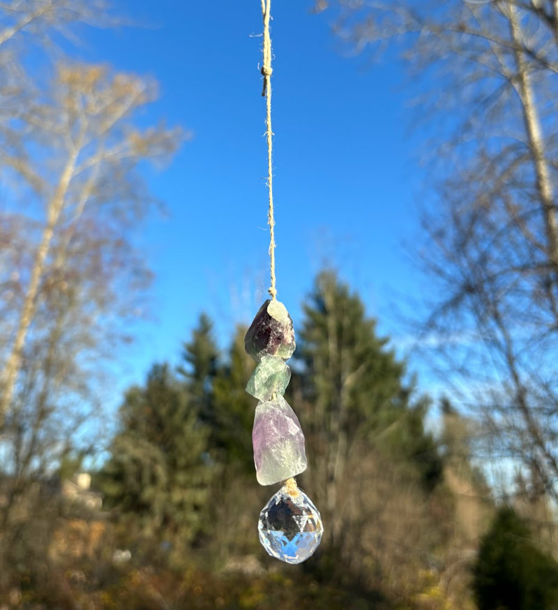 Fluorite Crystal Suncatcher Side