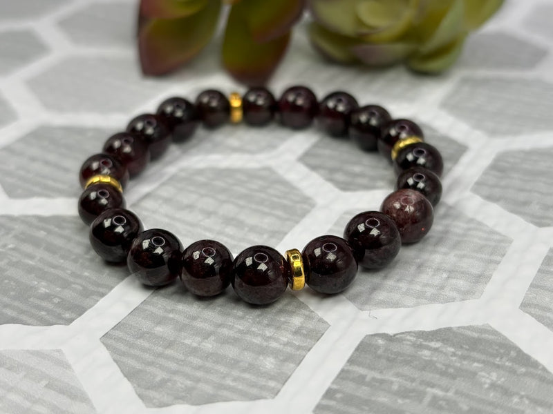 Garnet Crystal Bracelet Handmade Right