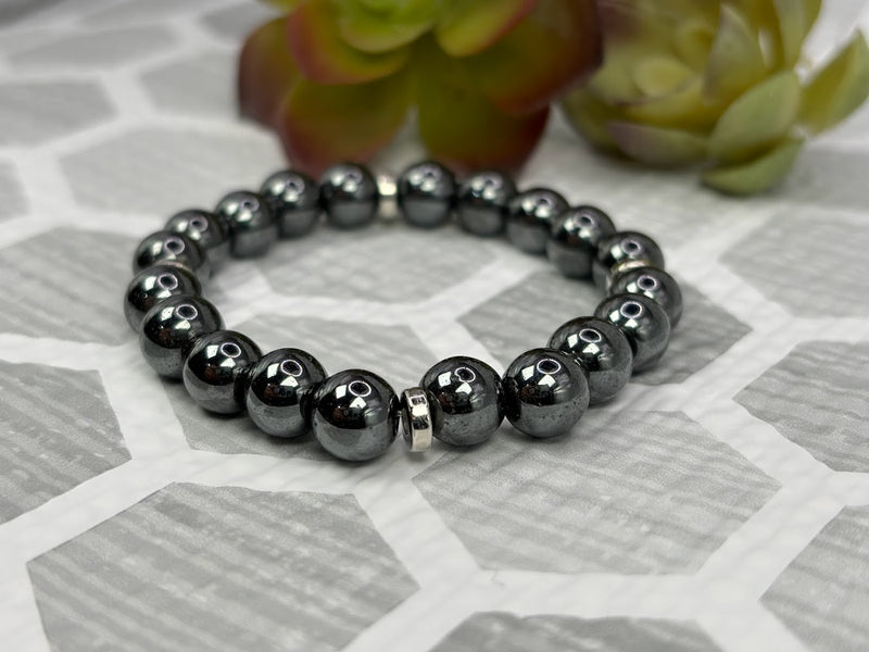 Hematite Crystal Bracelet Handmade Right