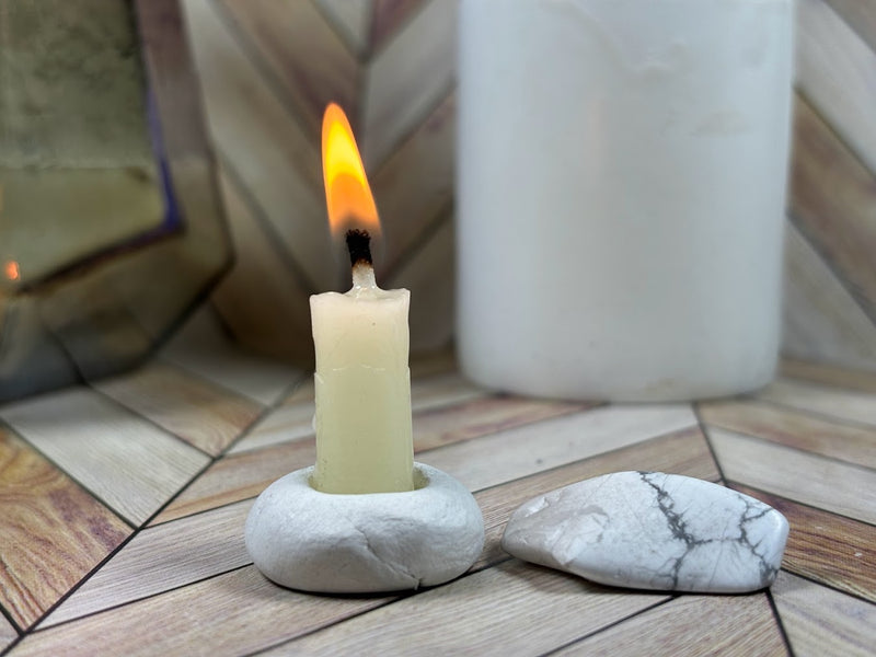 15-Minute Candle Meditation with Howlite Lit Candle with Crystal