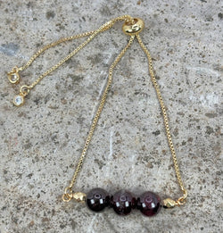 January Birthstone with Garnet Crystal with Adjustable Slider