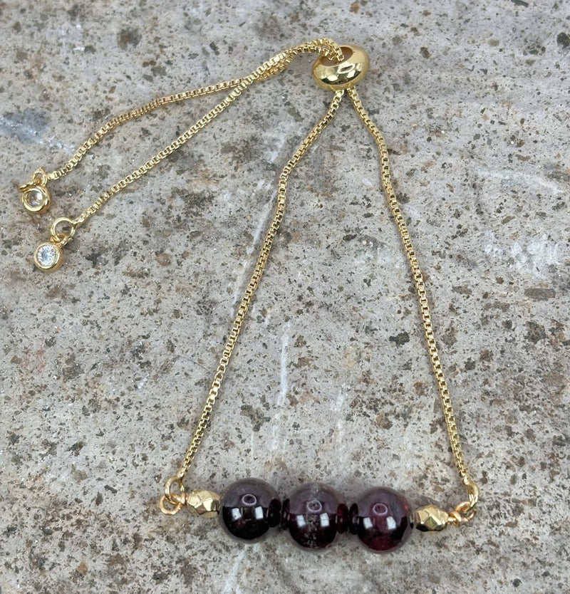 January Birthstone with Garnet Crystal with Adjustable Slider