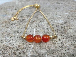 July Bracelet with Carnelian Crystal with Adjustable Slider 