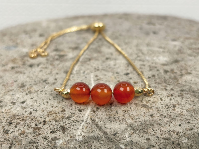 July Bracelet with Carnelian Crystal with Adjustable Slider  Closer