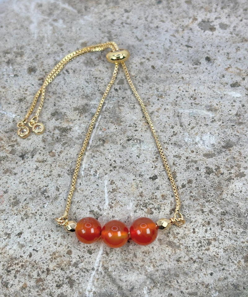 July Bracelet with Carnelian Crystal with Adjustable Slider Zoom out