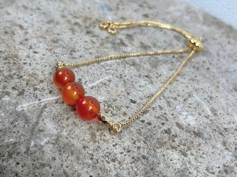 July Bracelet with Carnelian Crystal with Adjustable Slider Left