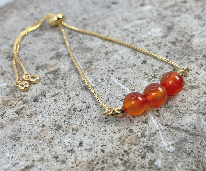 July Bracelet with Carnelian Crystal with Adjustable Slider  Right