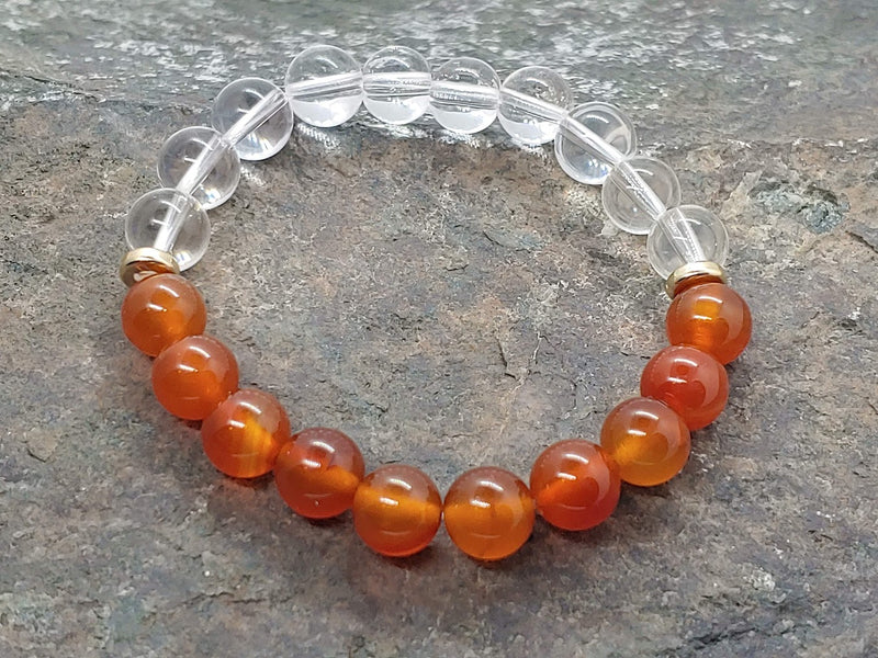 July Birthstone Bracelet with Clear Quartz Top