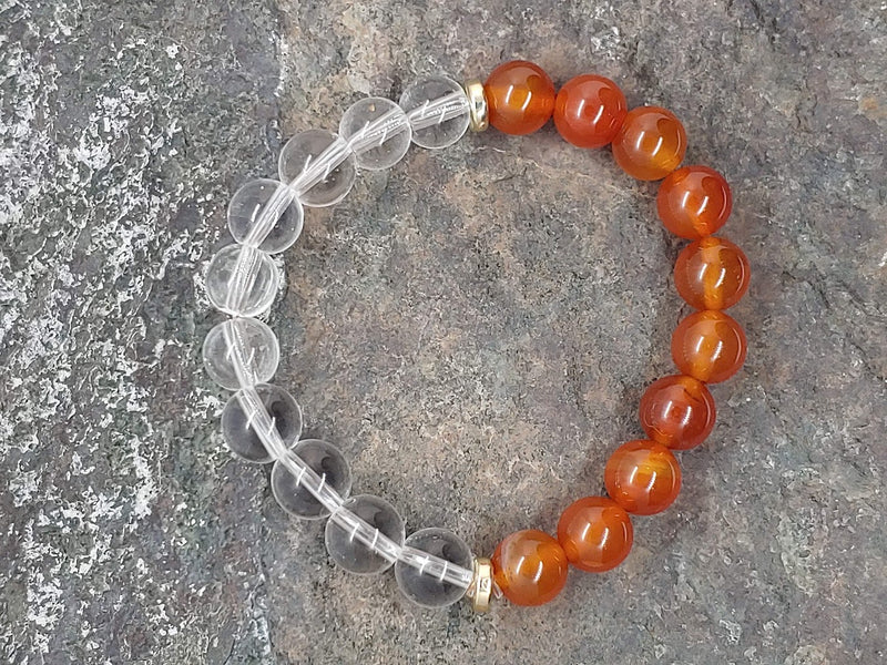 July Birthstone Bracelet with Clear Quartz Side