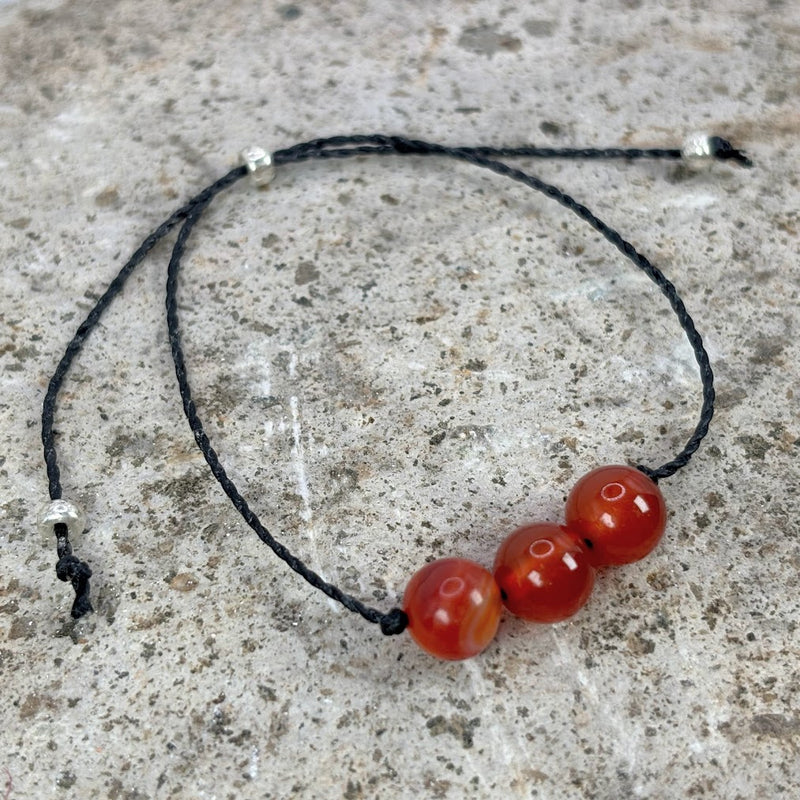 July Birthstone with Adjustable Wax Cord Bracelet with Carnelian Right