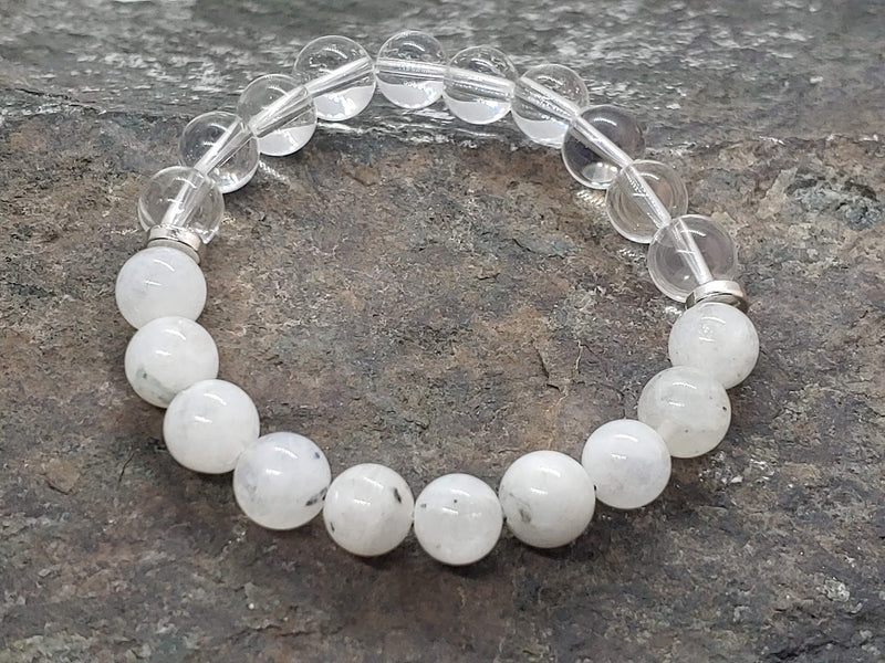 Birthstone Crystal Bracelet for June with Moonstone Top