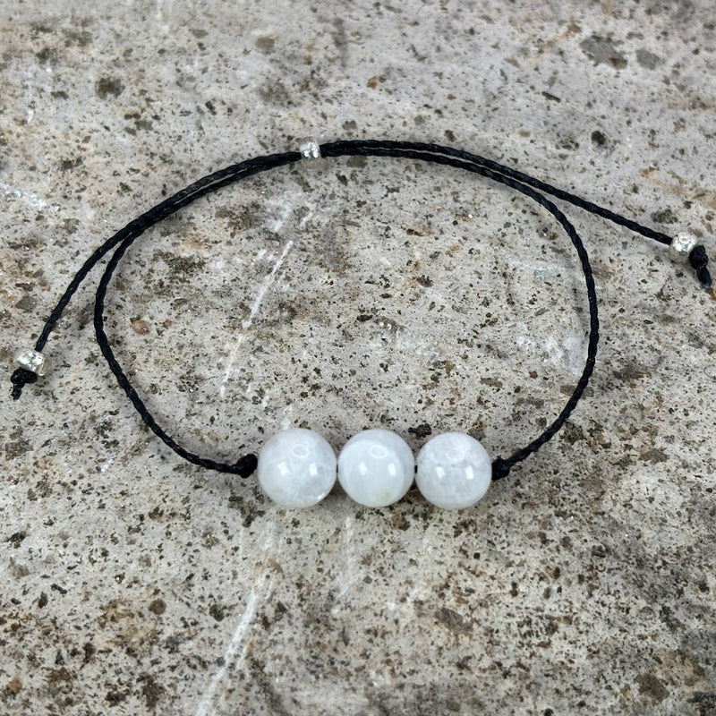 Birthstone Crystal for June with Moonstone Adjustable Wax Bracelet Top